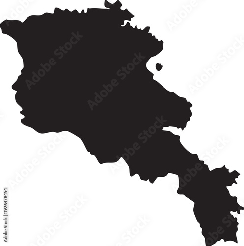Black silhouette map of Armenia a simple vector illustration representing the countrys borders for travel or informational purposes isolated on white