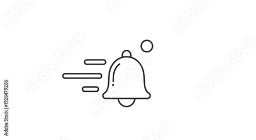 Simple line art icon depicting a rapidly moving notification bell signaling an important alert or update promptly.