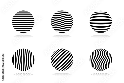 Set of Circle Striped Design Elements. Abstract Round Icons.