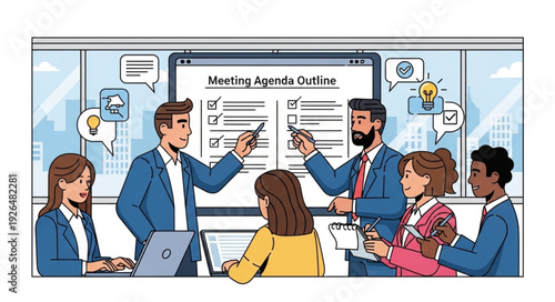 Business Meeting with Colleagues Discussing.