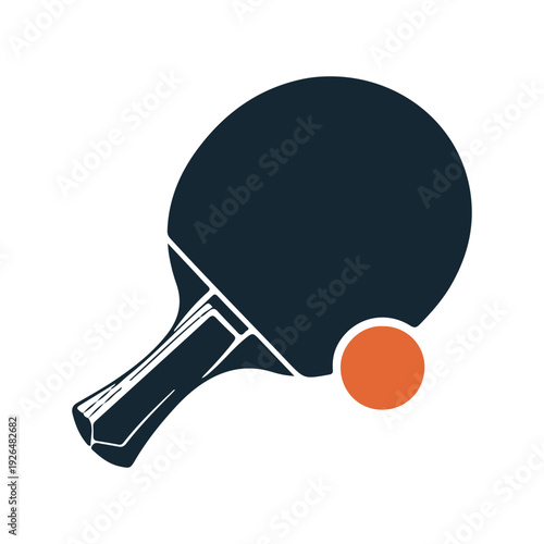 Table Tennis Paddle and Ball Vector Illustration Ping Pong Sports Equipment Icon Design