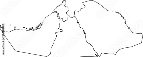 United Arab Emirates Map Outline Vector Illustration with Detailed Border Lines for Geographic, Travel, Political, and Location Based Design Projects
