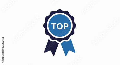TOP Award Blue Rosette Ribbon Vector Icon