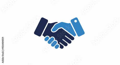 Blue Handshake Icon Shaking Hands Symbolizing Business Partnership Agreement vector icon