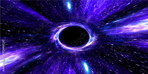 A deep purple nebula glows within a dark spiral galaxy, where bright stars and distant planets illuminate the vast cosmic design of the night sky in a stunning astronomy illustration