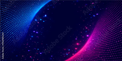 Abstract blue background with glowing lines creates a futuristic digital art design featuring bright energy motion and a light flare in dark space