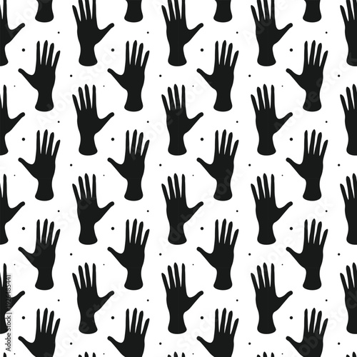 High five gesture seamless pattern for youth clothing textile. hand palm repeating pattern