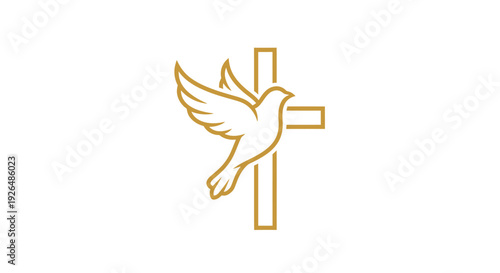 Golden Dove Cross Symbol Christianity Faith.