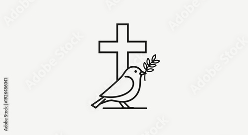Dove with olive branch on cross symbol.