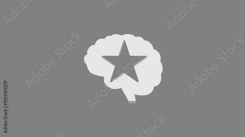 Conceptual graphic featuring a brain and a five-pointed star on a grey background