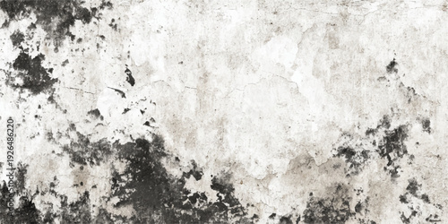 A rough vintage design featuring a blank gray concrete wall and dirty old paper textures creates a grungy material backdrop with a weathered stone surface pattern