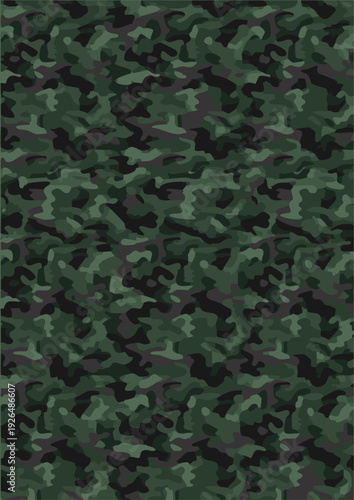 Deep Forest Green Military Camouflage Seamless Pattern AI File, Tactical Jungle Camo Texture for Apparel and Outdoor Gear, Fully Editable Scalable Vector