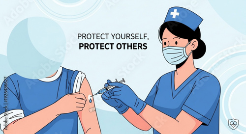 Nurse administering vaccine to patient promoting public health and safety measures