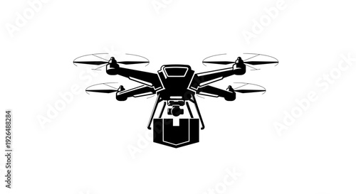 Delivery Drone Carrying Cargo Box Illustration.