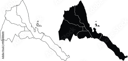Eritrea map with internal divisions outline and filled
