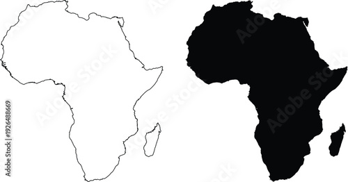 Outline and Silhouette Map of Africa continent