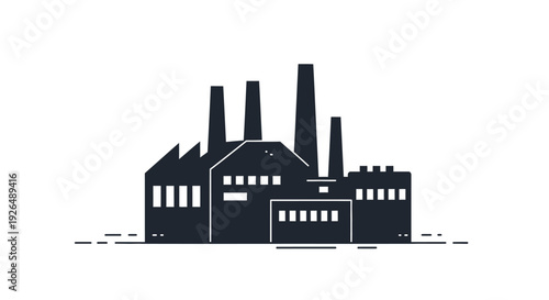 Industrial Factory Plant Building Silhouette Illustration