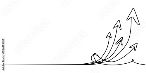 Arrow pointing right, line continuous drawing vector.  Hand drawn Editable stroke