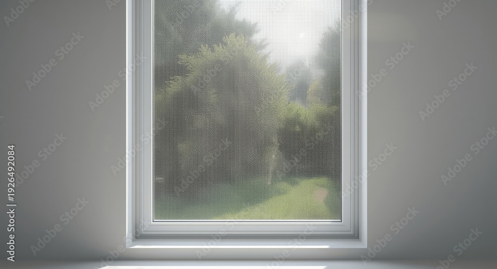 Fototapeta premium Wire-framed window mesh demonstrating efficient mosquito protection with daylight