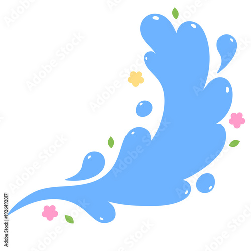 Songkran Festival Water Splash with Flowers Illustration