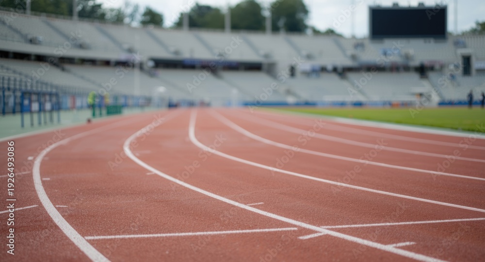 Obraz premium Stadium track designed for athletics stands empty