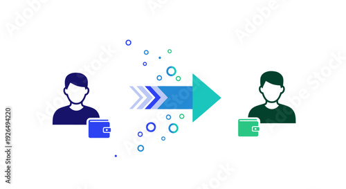 Digital money transfer or peer-to-peer payment concept between two people with digital wallets.