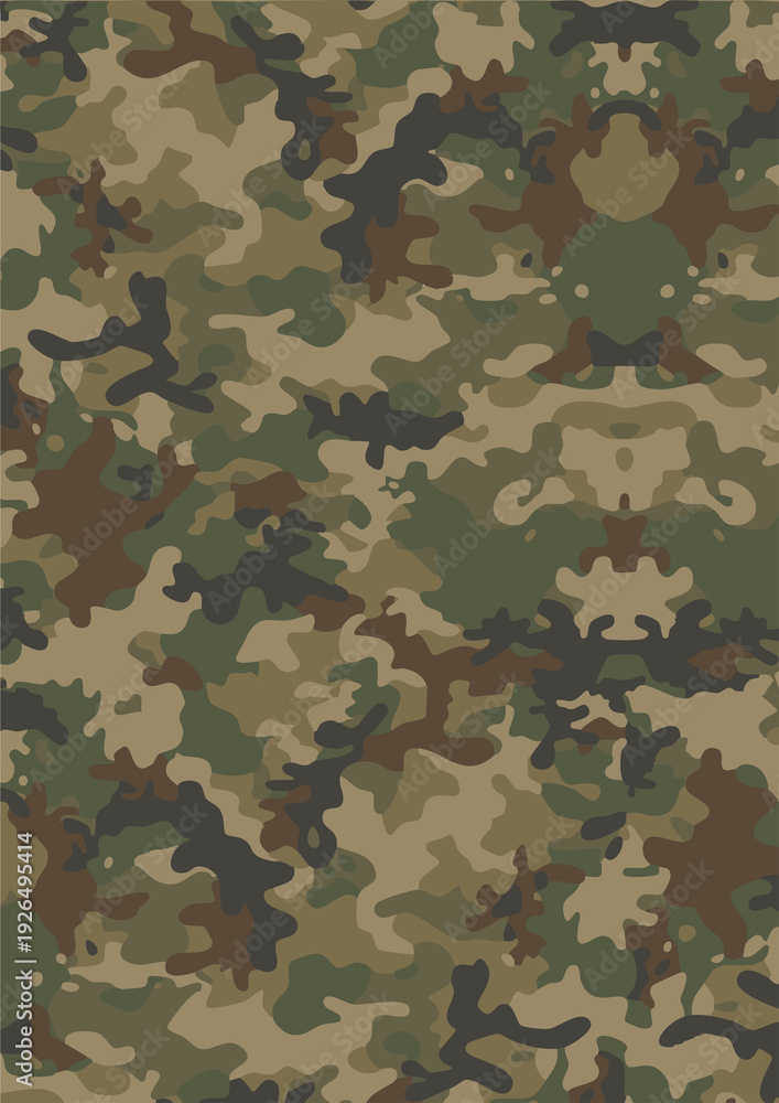 Fototapeta premium 7K Ultra High Resolution Woodland Camouflage Texture Background, Large Scale Tactical Multi-Terrain Camo Pattern for Outdoor Gear, Apparel and Vehicle Wraps, Premium Seamless Style PNG Backdrop