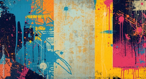 Wallpaper Mural Modern colorful sports texture with urban grunge style and paint drips Torontodigital.ca
