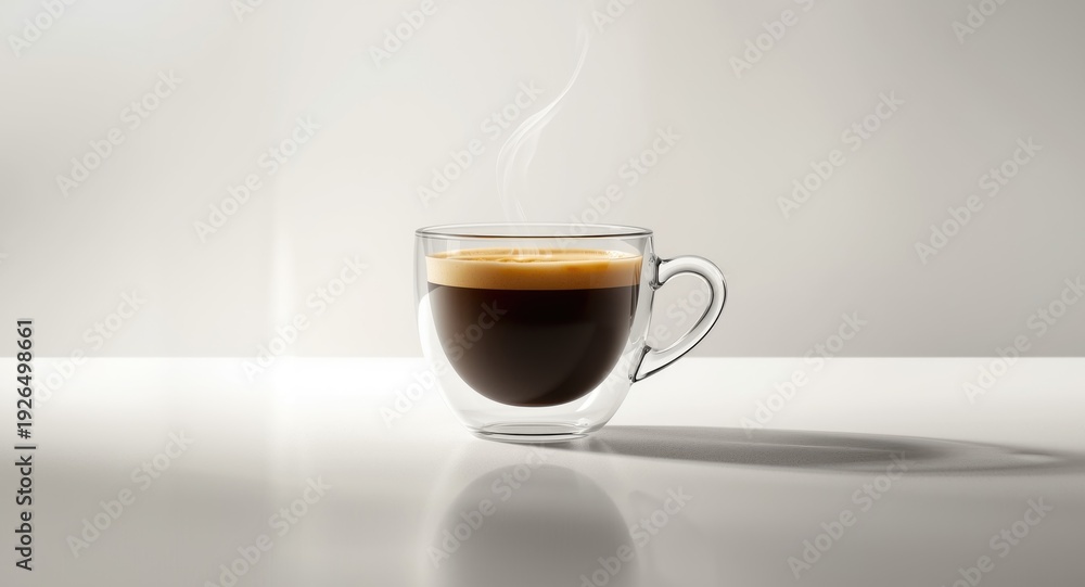 Fototapeta premium Sophisticated coffee americano in a glass cup displayed against clean white background