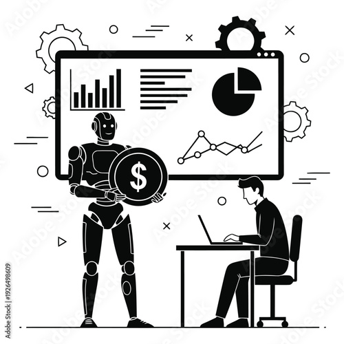 A robot and a human working on data analytics together