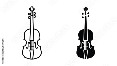 Two violin outlines on white background