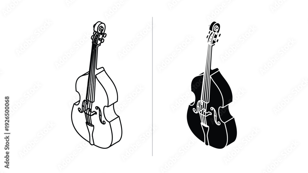 Fototapeta premium Double bass illustration on white background
