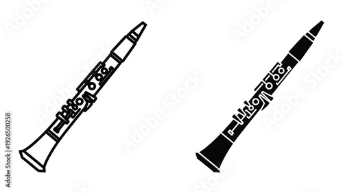 Clarinet illustrations on white background