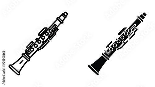 Clarinet illustrations on white background