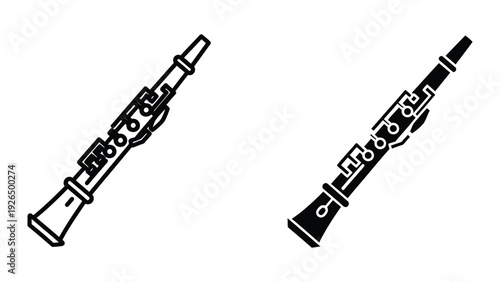 Clarinet illustrations on white background