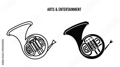 French horn illustration for arts and entertainment