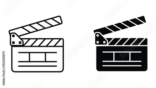Film clapperboard icons in black and white