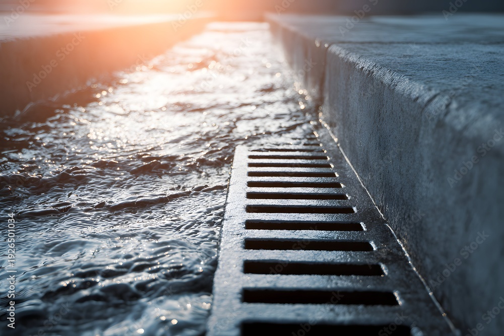Fototapeta premium City‚Äôs plumbing river,funnels of life swirling beneath concrete streets.
