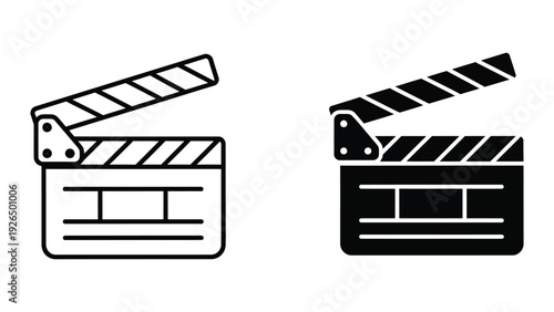 Film clapboard icons in black and white