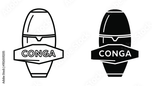 Conga drum icons in black and white