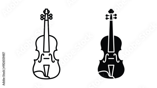 Simple violin outline icons on white background