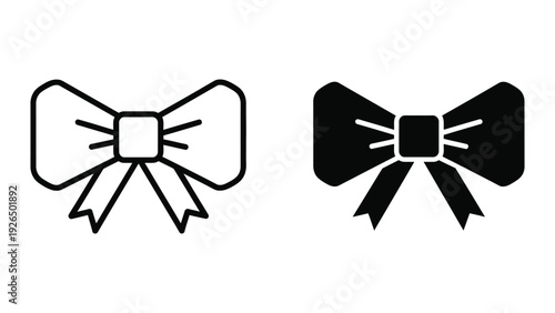 Black and white bow tie icons on white background