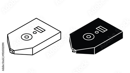 Simple drawing of black and white cassette tapes