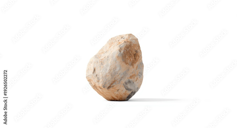 Fototapeta premium Prominent isolated rock shape on simple white backdrop with generous copy space