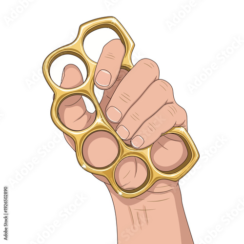 Hand Holding Brass Knuckles