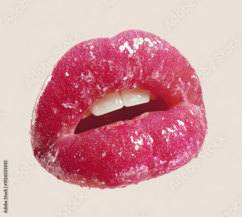 Wallpaper Mural glossy pink lips. Generative AI Torontodigital.ca
