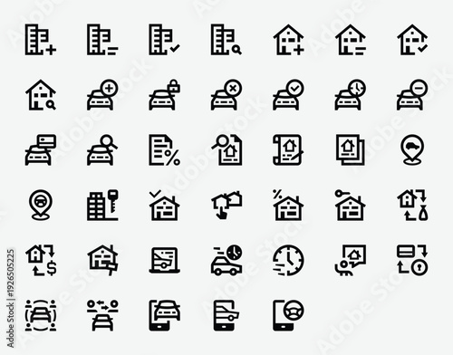Rent And Leasing Line Icon Set