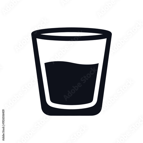 Shot glass icon with liquid for bar and restaurant ui, minimalist vector symbol