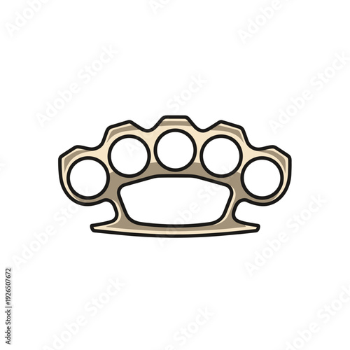 Golden Brass Knuckles Isolated on White Background, Weapon Accessory