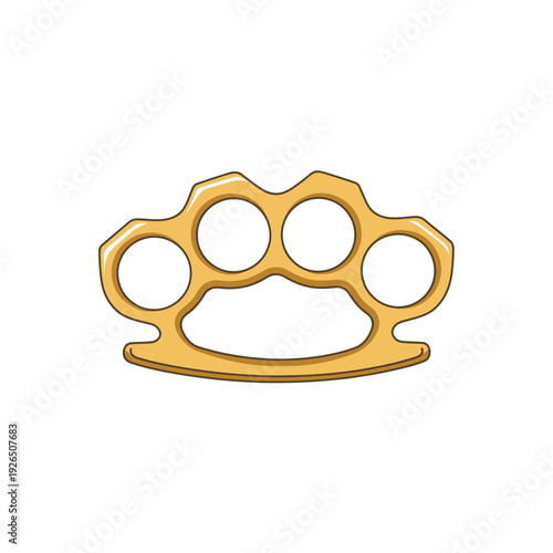 Golden Brass Knuckles Isolated on White Background
